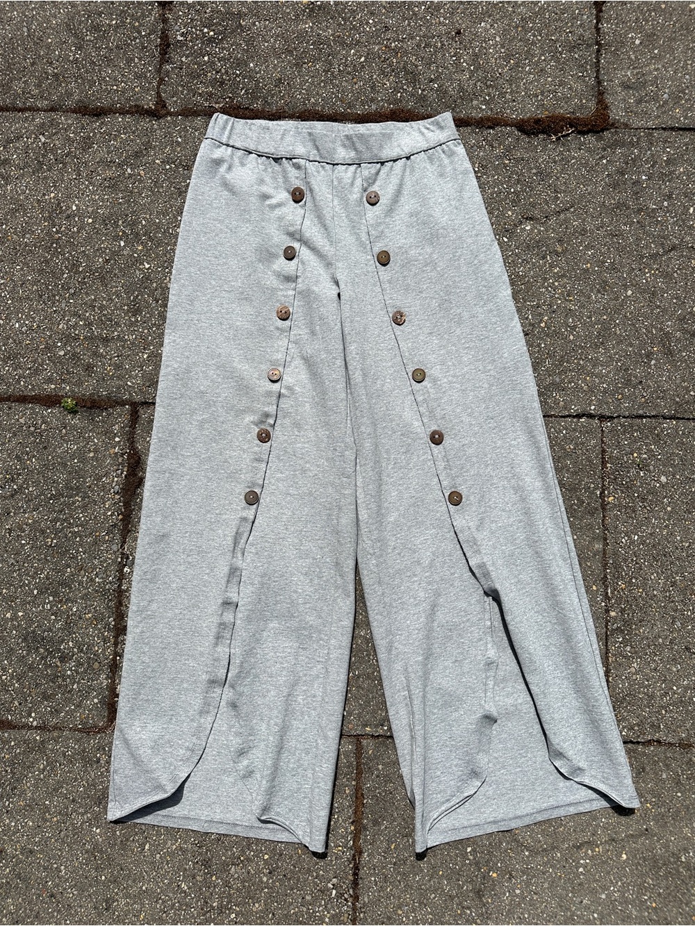 Neon Buddha Gray Wide Leg Tulip Hem Button Front Pants Small